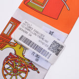 Hermes Hermes Twilley Elaborate Horse / Voitures Exquises Orange / White / Black Womens Silk 100% Scarf New Silgrin