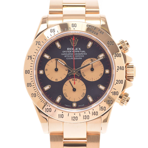 [Cash special price] ROLEX Rolex Daytona 116528 Men's YG Watch Automatic Black/Champagne Dial A Rank used Ginzo