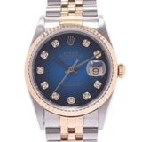 ROLEX Rolex Day Just 10P Diamond 16233G Men's YG / SS Watch Automatic Wound Blue Gradation Dial A Rank Used Silgrin