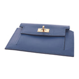 Hermes Hermes Kelly Pocket Compact Purse Deep Blue Gold Gracket Y刻（2020年大约2020年）UniSEX Voepson Coin Case A等级使用Silgrin