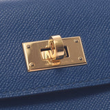 Hermes Hermes Kelly Pocket Compact Purse Deep Blue Gold Gracket Y刻（2020年大约2020年）UniSEX Voepson Coin Case A等级使用Silgrin