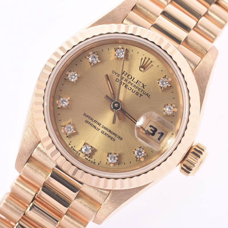 ROLEX Rolex: Dytojast 10P Diamond: 69178G Ladies: YG wristwatch, automatic winding champagne, Class A, used in silver.