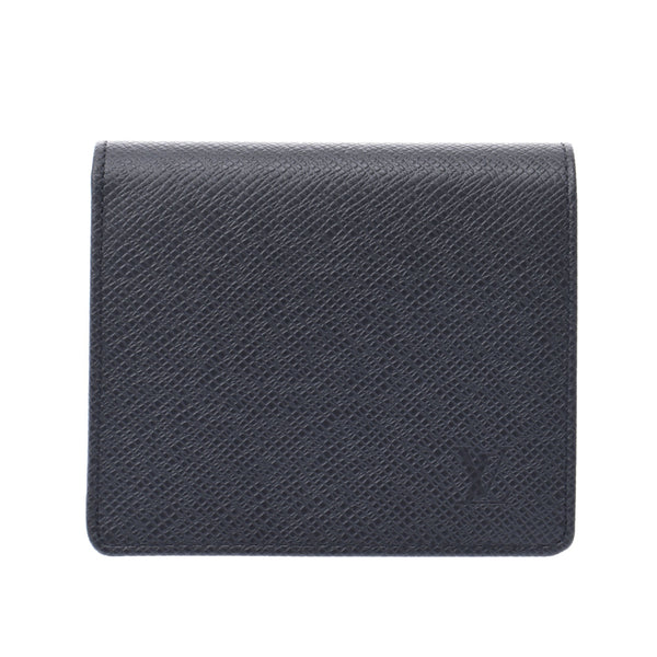 LOUIS VUITTON Louis Vuitton Taiga Portobier 3 Carte Credit Ardoise (Black) M30452 Men's Leather Bi-Fold Wallet A Rank Used Ginzo