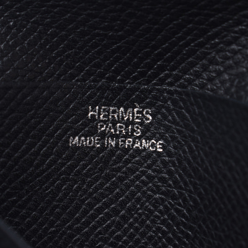 HERMES エルメス ベアン コンパクト 黒 シルバー金具 □I刻印(2005年頃) ユニセックス ヴォーエプソン 二つ折り財布 Cランク 中古 銀蔵