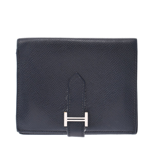 Hermes Hermes Baren Compact Black Silver Bracket□I刻（2005年左右）UNISEX VOEPSON双折钱包C排名使用SILGRIN