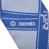 Hermes Hermes Twilley Ribbon Pattern Blue Women Silk 100% Scarf B Rank Used Silgrin