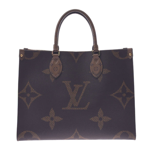 LOUIS VUITTON ルイヴィトン モノグラム リバース オンザゴーMM 2WAYバッグ ブラウン M45321 ジャイアントモノグラムキャンバス Bランク 中古 銀蔵