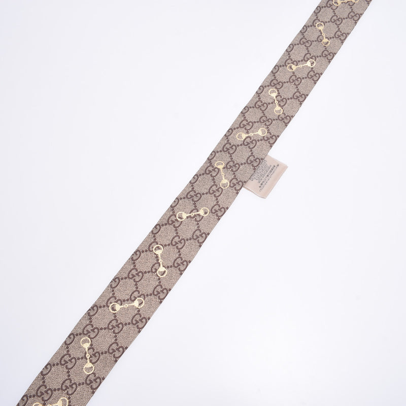 GUCCI Gucci Silk Neck Bow GG Printed Hose Bit Gray / Brown / Orange Border Unisex Silk 100% Scarf Unused Silgrin
