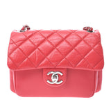 Chanel Chanel Matrasse Chain Shoulder red silver bracket Women's calf shoulder bag A rank used sinkjo