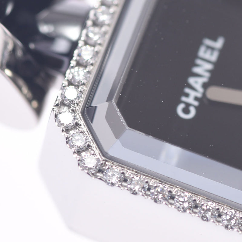 CHANEL Premiere Bezel Diamond H2163 Ladies SS/Black Ceramic Watch Quartz Black Dial A Rank Used Ginzo