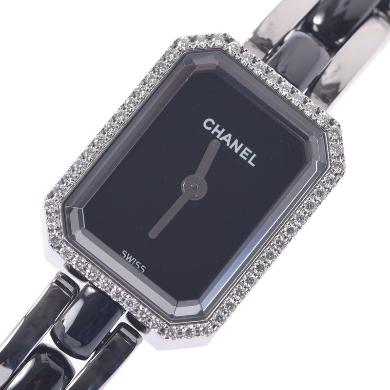 CHANEL Premiere Bezel Diamond H2163 Ladies SS/Black Ceramic Watch Quartz Black Dial A Rank Used Ginzo