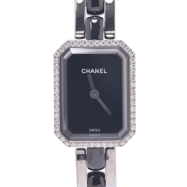 CHANEL シャネル プルミエール ベゼルダイヤ H2163 レディース SS/黒セラミック 腕時計 クオーツ 黒文字盤 Aランク 中古 銀蔵