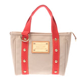 Louis Vuitton Louis Vuitton Antigua Caba PM米色/红色M40038女装棉布手提包AB排名使用Silgrin