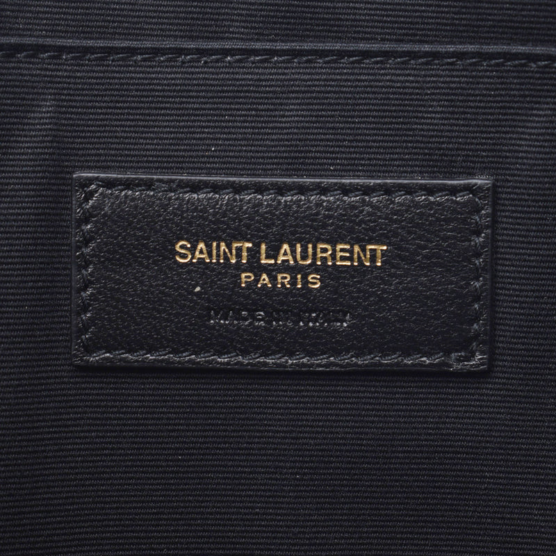 Saint Laurent Sun Laurent Document Holder Tiny Monogram Croco-Press Black Gold Bracket Unisex Leather Clutch Bag A Rank Used Silgrin