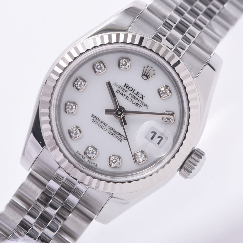 ROLEX Rolex Day Just 10P Diamond 179174G Women's SS / WG Watch Automatic Wound White Flight A-Rank Used Silgrin