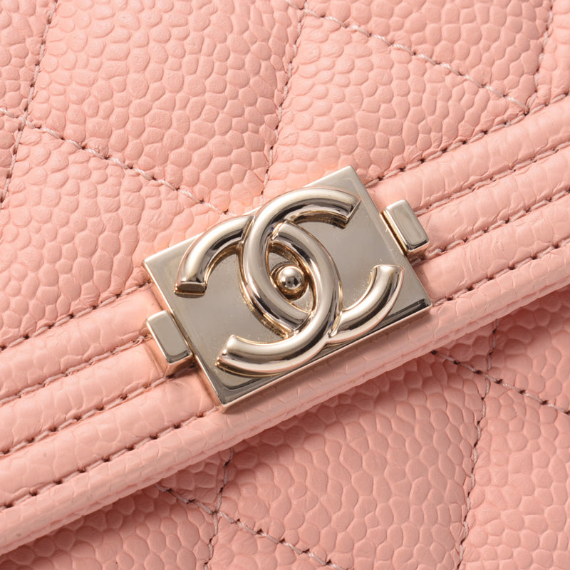 Chanel Boy Channel Long Flap Wallet Pink Women's Long Wallet 