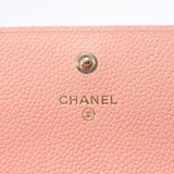 Chanel Chanel Boy Channel Long Flap Wallet Pink Women's Caviar Skin Long Wallet AB Rank Used Sinkjo