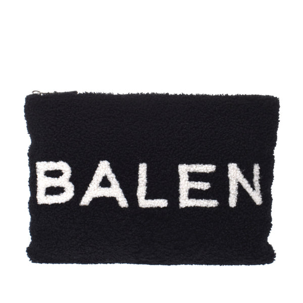 BALENCIAGA Valenciaga Logo Black / White 492681 Unisex Shearing Clutch Bag AB Rank Used Silgrin