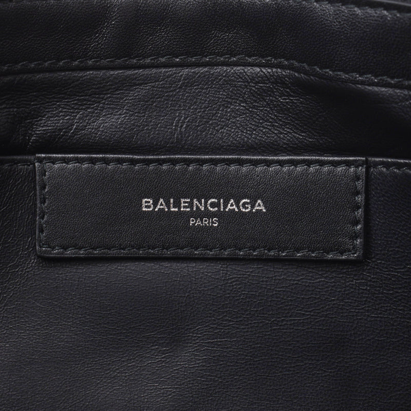 BALENCIAGA Valenciaga Logo Black / White 492681 Unisex Shearing Clutch Bag AB Rank Used Silgrin