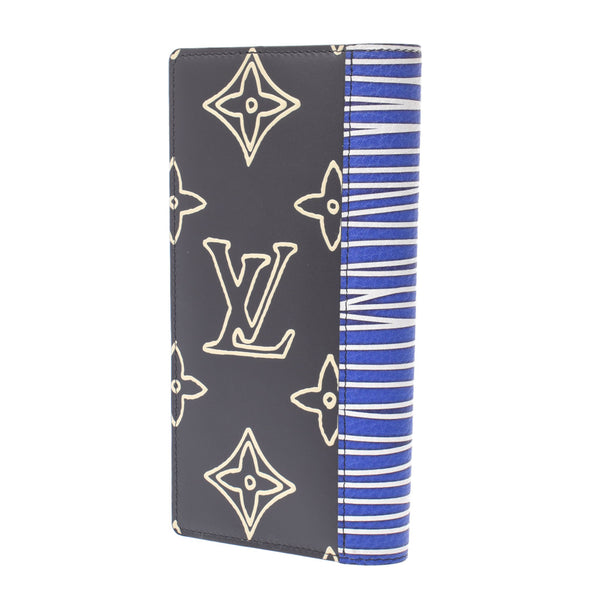 Louis Vuitton Louis Vuitton MonogrupoInle钎焊拼凑而成棕色/蓝色/白色M69739 Manicumumic Canvas皮革长钱包未使用的Silgrin