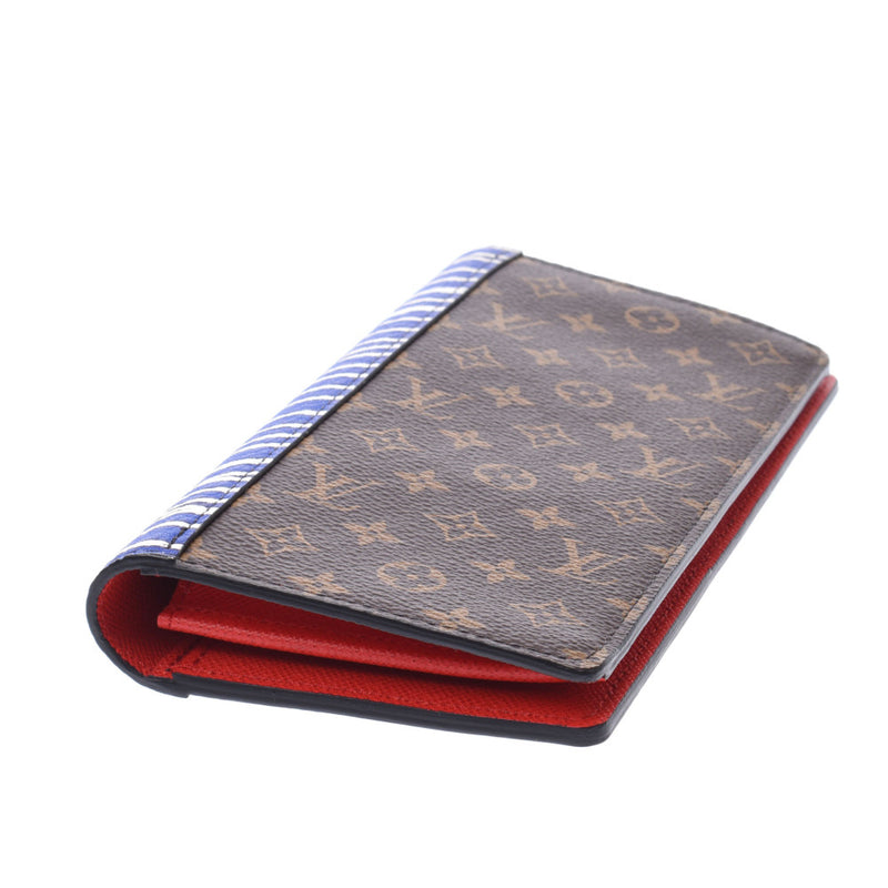 Louis Vuitton Louis Vuitton MonogrupoInle钎焊拼凑而成棕色/蓝色/白色M69739 Manicumumic Canvas皮革长钱包未使用的Silgrin