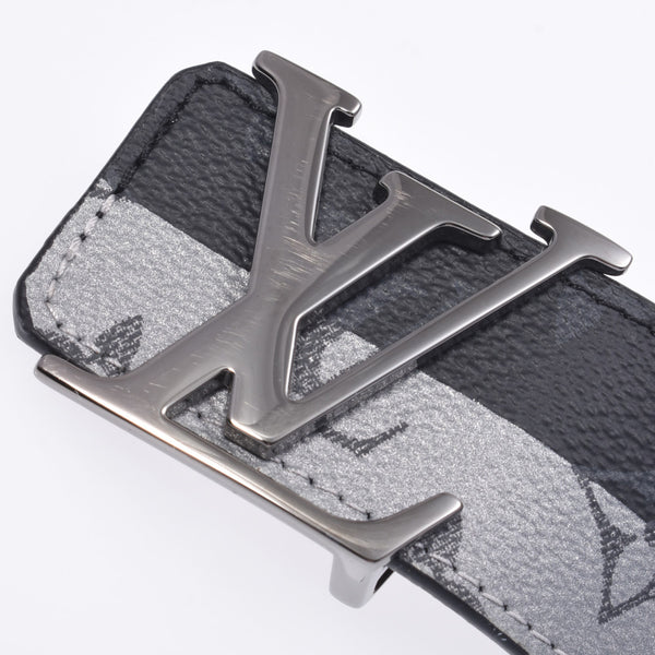 Louis Vuitton Louis Vuitton Monogram Eclipse Split Santur Lv Initial Black / Silver Silver Bracket MP034 Men's Leather Belt AB Rank Used Silgrin