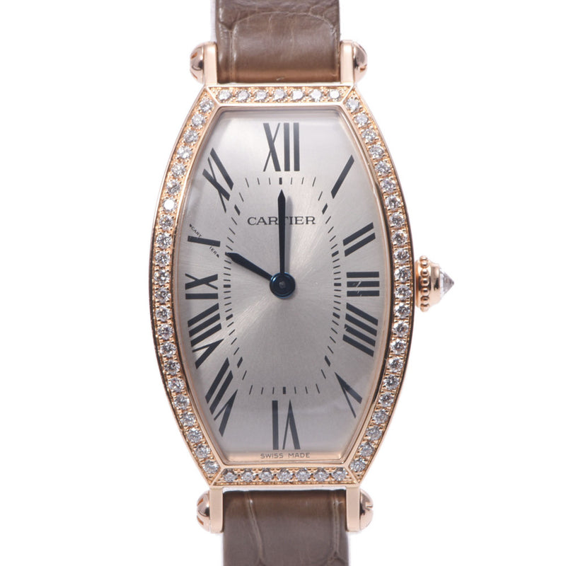 Cartier Cartier Teno SM Diamond Zel D Buckle Women PG / Leather Watch Hand-rolled Silver Dealer A-Rank Used Silgrin