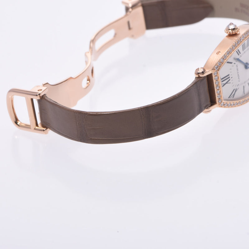 Cartier Cartier Teno SM Diamond Zel D Buckle Women PG / Leather Watch Hand-rolled Silver Dealer A-Rank Used Silgrin