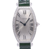 Cartier Cartier Tono SM diamond bezel D buckle ladies WG / leather watch hand wound silver dial a