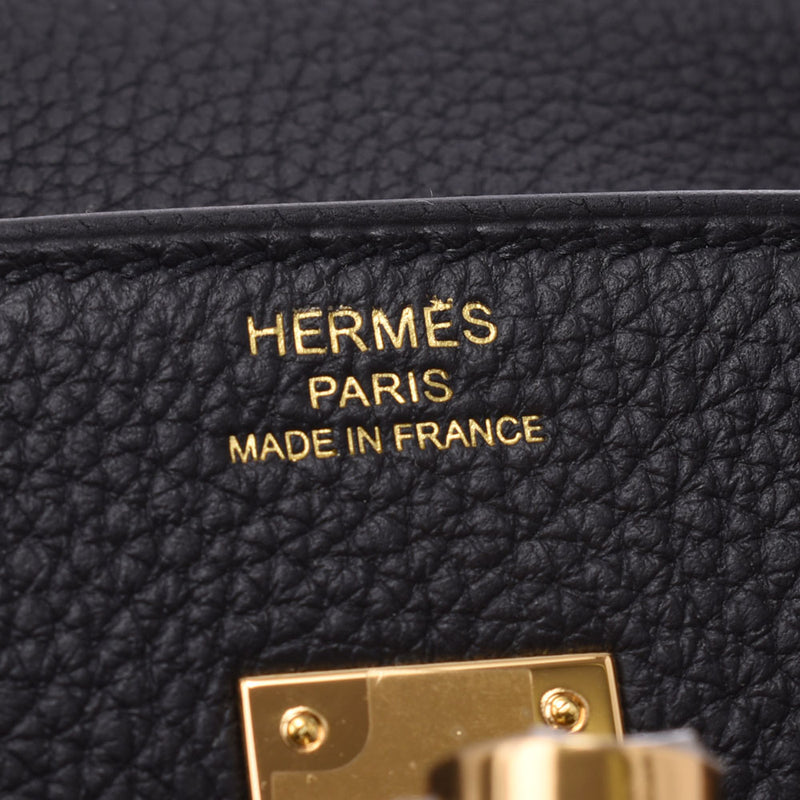 Hermes Hermes Burkin 25 Black Gold Bracket Z Engraved (around 2021) Women's Togo Handbag New Sinkjo