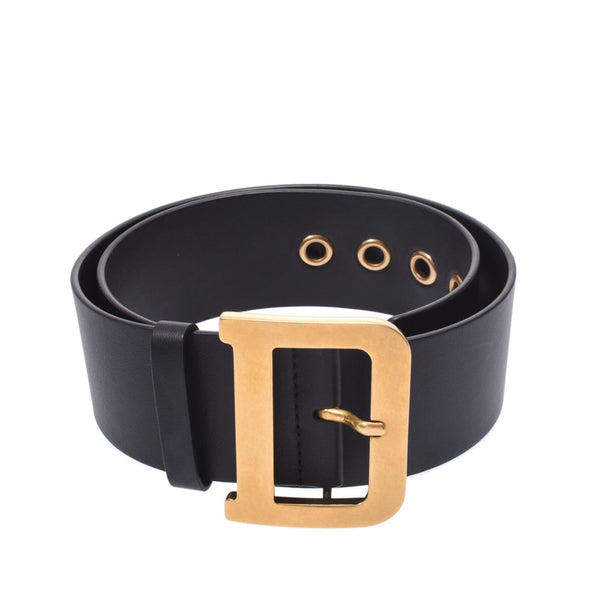 Christian Dior Christian Dior Dior Quake Belt 75cm Black Gold Bracket Unisex Curf Belt A-Rank Used Silgrin