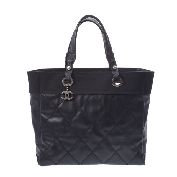 CHANEL Chanel Parylitz Tote MM Black Unisex Canvas/Leather Tote Bag A Rank Used Ginzo