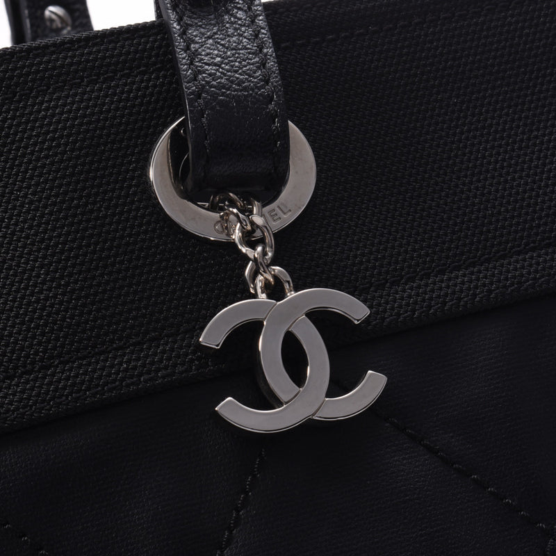 Chanel Chanel Parivi Litz Tote MM黑色男女通用帆布/皮革手提袋A-Rank使用水池