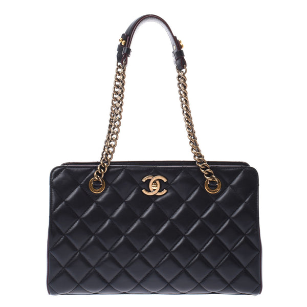 CHANEL Chanel Matrasse Chain Bag Black Vintage Bracket Ladies Lamskin Shoulder Bag A-Rank Used Sinkjo