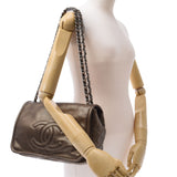 CHANEL シャネル チェーンショルダーバッグ ブロンズ シルバー金具 レディース ソフトキャビアスキン Aランク 中古 銀蔵