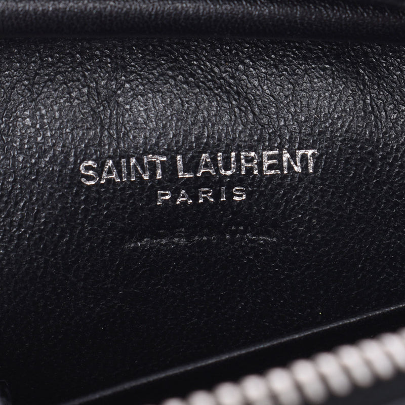 YVES SAINT LAURENT イヴサンローラン ハートスタッズ ミニフリンジ 黒 シルバー金具 レディース カーフ ショルダーバッグ ABランク 中古 銀蔵