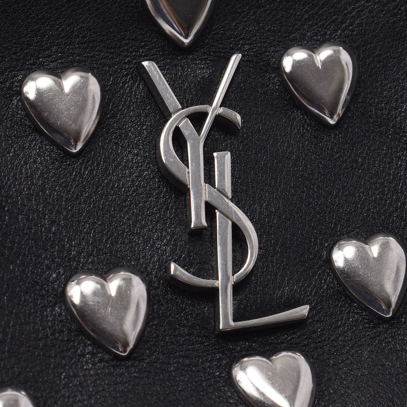 Yves Saint Laurent Ivers Saint Laurent Heart Stads Mini苍蝇黑银托架女性的Curf肩带Ab排名使用Silgrin