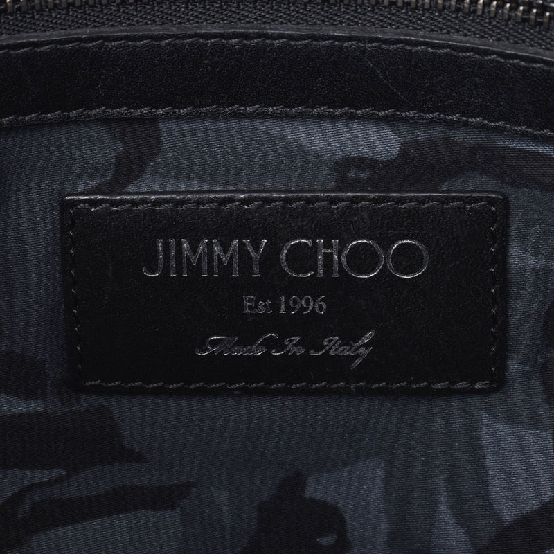 JIMMY CHOO吉米丘明星叠层黑银金具男士卡夫离合器包B级二手银藏