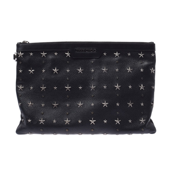 Jimmy Choo Jimmy Choo Star Study Black Silver Bracket Men's Curf Clutch Bag B Rank Used Sinkjo