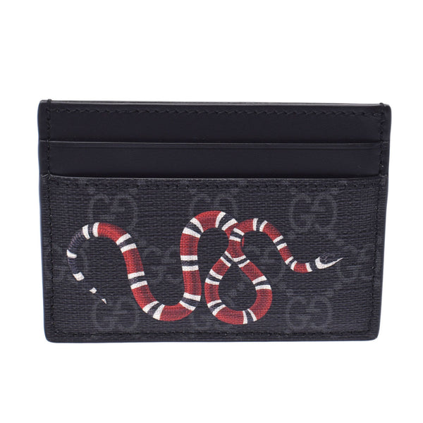 Gucci Gucci GG Sprigur Snake Pass Case Black Unisex GG Sprip Canvas卡盒未使用的Silgrin