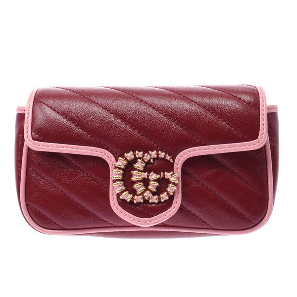 Gucci GG Mart super mini bag Bordeaux / pink gold hardware 574969 Womens Leather Shoulder Bag NEW