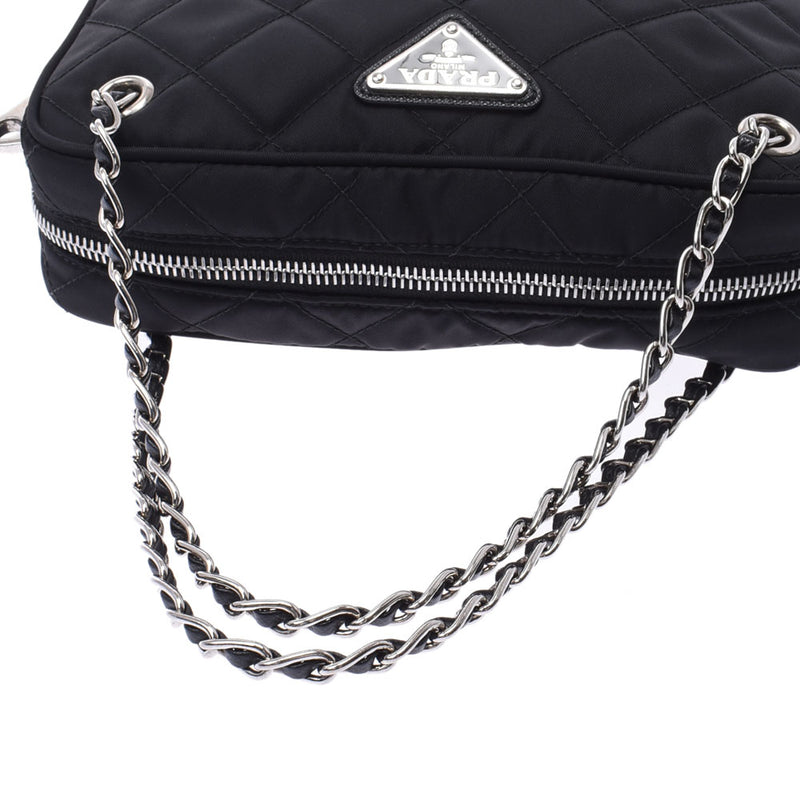 Prada chain bag 2way black silver bracket Women s handbag PRADA