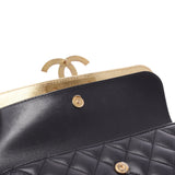 CHANEL シャネル マトラッセ チェーンショルダー 二重蓋 黒/ゴールド ゴールド金具 レディース ラムスキン ショルダーバッグ Bランク 中古 銀蔵