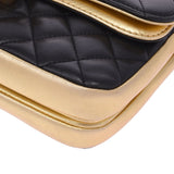 CHANEL シャネル マトラッセ チェーンショルダー 二重蓋 黒/ゴールド ゴールド金具 レディース ラムスキン ショルダーバッグ Bランク 中古 銀蔵