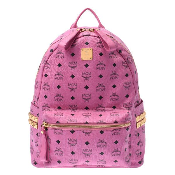 MCM EMM backpack 32 side studs pink Unisex PVC BACKPACK
