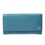 Gucci interrocking g Flap Wallet outlet blue 449279 Unisex calf Long Wallet NEW