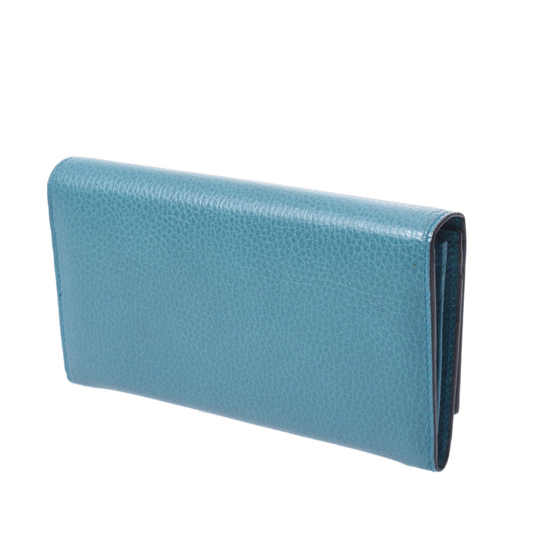 Gucci interrocking g Flap Wallet outlet blue 449279 Unisex calf Long Wallet NEW