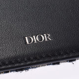 Christian Dior クリスチャンディオール コンパクトウォレット 黒/紺/ベージュ系 ユニセックス ディオールオブリークジャガード 二つ折り財布 Aランク 中古 銀蔵