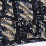 Christian Dior クリスチャンディオール コンパクトウォレット 黒/紺/ベージュ系 ユニセックス ディオールオブリークジャガード 二つ折り財布 Aランク 中古 銀蔵