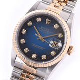 ROLEX Rolex Day Just 10P Diamond 16233G Men's YG / SS Watch Automatic Wound Blue Gradation Dial A Rank Used Silgrin